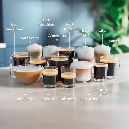 Philips Serie 5500 Kaffeevollautomat – LatteGo Milchsystem, 20 heiße und kalte Kaffeespezialitäten, 40% leiser mit SilentBrew, QuickStart, Schwarz und Silber (EP5546/70)